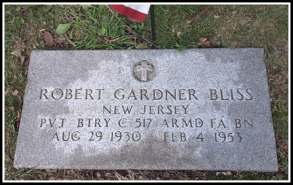 Robert Gardner Bliss, Headstone, Mount Pleasant Cemetery, Newark NJ - Perrone photo