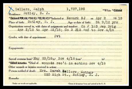 WWI Casualties: Descriptive Cards and Photographs NJ State Archives 